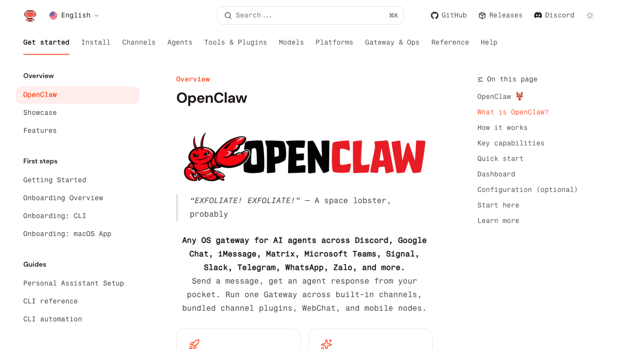 Official OpenClaw docs screenshot