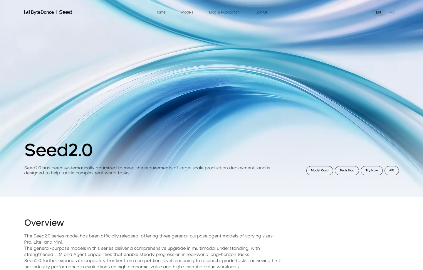 Official Seed2.0 model page screenshot